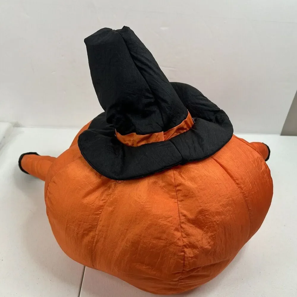 Vtg International‎ Large Pumpkin WitchSilver Halloween  Shelf Sitter Plush Decor